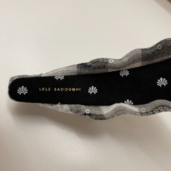 NWT Lele Sadoughi Gray Buffalo Sequin Check Knotted Headband - OS main image 7